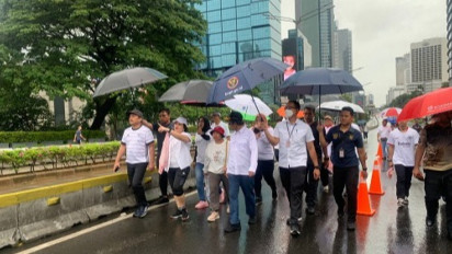 Dorong Percepatan Pengesahan RUU PPRT, Komnas HAM dan Sejumlah Menteri Aksi Pawai HAM di CFD Sudirman