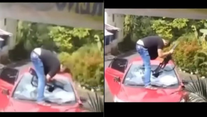 Viral Polisi Ngamuk Hancurkan Mobil Pakai Senjata, Diduga Punya Masalah Ini..