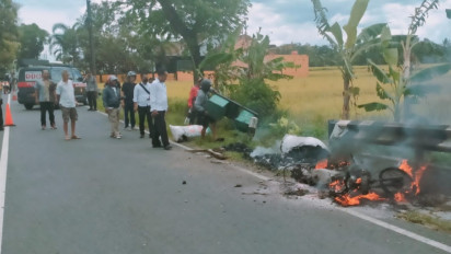 Bawa Arang Panas, Sepeda Motor Ludes Terbakar di Jalan Sentolo-Nanggulan Kulon Progo