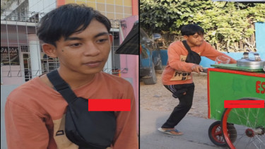 Demi Hidupi Keluarga, Alit Harus Berdagang Es Keliling dengan Satu Kaki