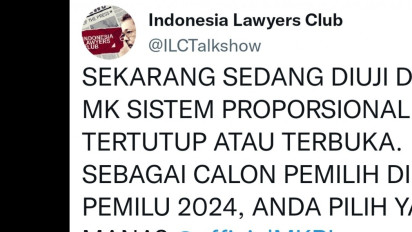 Hasil Polling ILC: 90 Persen Netizen Ingin Sistem Pemilu Proporsional Terbuka