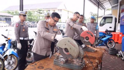 Mengganggu Kenyamanan, Ratusan Knalpot Brong Dimusnahkan Polres Jepara
