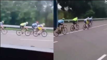 Viral Aksi Berbahaya Rombongan Pesepeda Masuk Tol Jakarta- Cikampek, Netizen: Kebijakan Baru Kah?