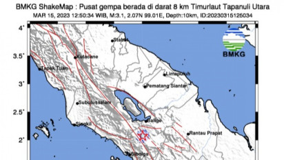 Siang Ini Kabupaten Tapanuli Utara Diguncang Gempa M 3.1
