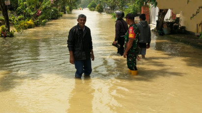 Banjir Luapan Sungai Kali Lamong Kembali Merendam Wilayah Gresik Selatan