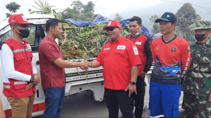PMI Boyolali Kirim Bantuan Air Bersih dan Hijauan Pakan Ternak untuk Warga Terdampak Abu Vulkanik Gunung Merapi