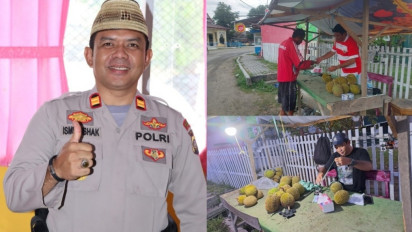 Viral Perwira Polisi Jual Durian, Ternyata Keuntungan Untuk Beli Sembako Fakir Miskin