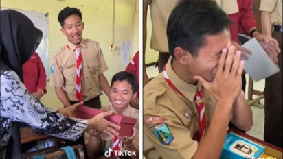 Terharu! HP Tak Layak Pakai dan Harus Memakai Karet Saat Mengisi Daya, Siswa MAN 1 Kota Blitar Patungan Beli Ini