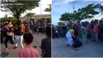 Viral, 2 Pasangan Adu Jotos Diduga Bersenggolan Saat Balap Liar di Maros