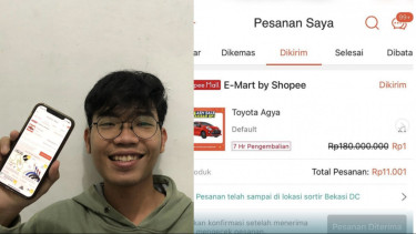 Ketiban Durian Runtuh, Viral Pria Asal Cimahi 'Hoki' Check Out Mobil dengan Harga Rp11 Ribu dari Flash Sale Shopee