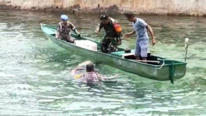 Selamatkan Penyu Terjerat Tali, Anggota Polisi di Baubau Terjun ke Laut Lakukan Evakuasi