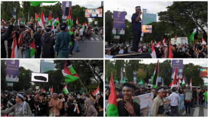 Kecam Israel, Ratusan Massa Berunjuk Rasa Bela Palestina