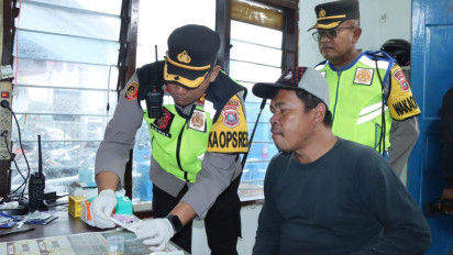 Pastikan Keamanan Angkutan Mudik, Polres Tanah Karo Tes Urine Sopir Bus