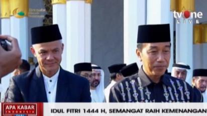 Pakai Peci Hitam, Ini Momen Jokowi dan Ganjar Pranowo Usai Salat Id Bareng di Masjid Sheikh Zayed