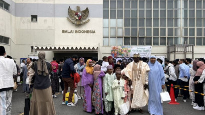 Ribuan Muslim di Jepang Melakukan Salat Idulfitri di Masjid Indonesia Tokyo
