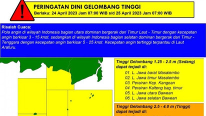 Waspada! BMKG Keluarkan Peringatan Dini Soal Wilayah Pesisir Indonesia Berpotensi Gelombang Tinggi