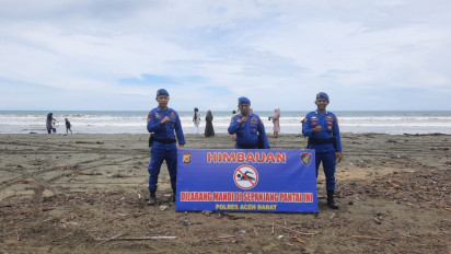 Gelombang Tinggi, Polres Aceh Barat Larang Wisatawan Mandi di Laut