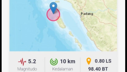 Gempa Magnitudo 5.2 Guncang Nias Selatan, BMKG: Tak Berpotensi Tsunami