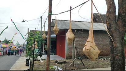 Unik, Rayakan Lebaran Ketupat, Warga Kampung NU di Magetan Sediakan 5000 Ketupat Gratis Digantung Sepanjang 1 Kilometer