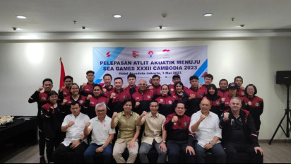 Kontingen Akuatik Indonesia di SEA Games 2023 Dilepas Ketua Umum PB PRSI, Anindya Novyan Bakrie