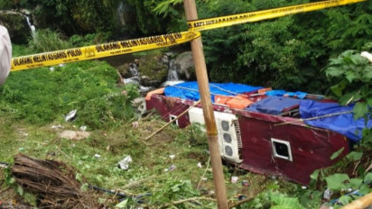 Update Korban Bus Masuk Jurang di Guci Tegal, Satu Orang Meninggal dan Satu Luka Berat