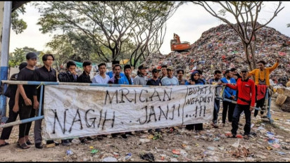 Mahasiswa dan Warga Tagih Janji Bupati Ponorogo, soal Pengelolaan Sampah TPA Mrican