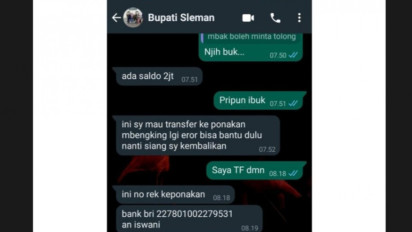 Nomor WhatsApp Bupati Sleman Diretas, Pelaku Minta Sejumlah Pihak Transfer Uang