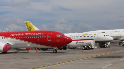 Begini Penampakan Pesawat Kepala Negara KTT ASEAN Summit Parkir di Bandara I Gusti Ngurah Rai