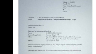 Beredar Surat Pengunduran Dedi Mulyadi dari Golkar