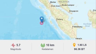 Gempa Magnitudo 5.7 Guncang Nias Selatan