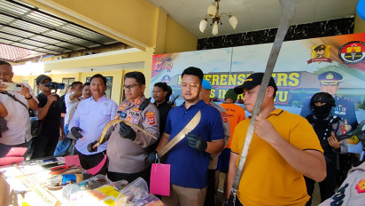 Gagalkan Tawuran Anggota Reskrim Kena Bacok, Tiga Tersangka Ditangkap