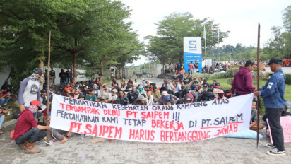 Ratusan Warga Desa Pangke Gelar Demo dan Blokade Jalan Masuk di PT Saipem Karimun