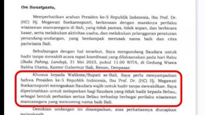 Megawati Perintahkan Koster Panggil Semua Bupati/Wali Kota, Dianggap Melecehkan Jokowi