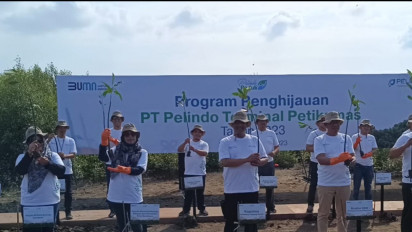 Wujudkan Pelabuhan Hijau, Warga Sontoh Laut dan Pelindo III Tanam 55 Ribu Bibit Mangrove
