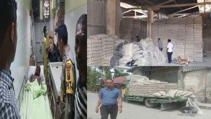 Empat Orang Buruh Pikul Semen Tertimpa Tumpukan Semen Yang Tersusun Setinggi 4 Meter, Satu Tewas dan Tiga Mengalami Luka Serius