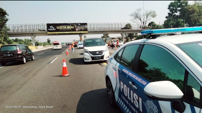 Atas Diskresi Kepolisian, PT Jasamarga Transjawa Tol Lakukan Buka Tutup Contraflow Jalan Tol Jakarta-Cikampek
