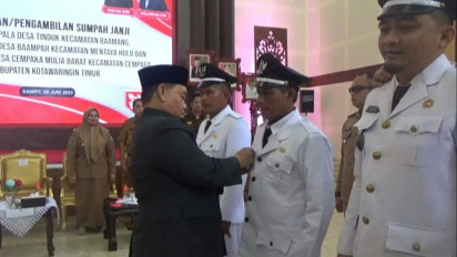Bupati Kotim Lantik 3 Penjabat Kades, Untuk Isi Jabatan Pasca Ditinggal Daftar Caleg