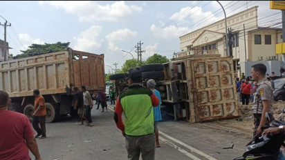 Dua Orang Meninggal Dunia dalam Insiden Truk Pasir Timpa Mobil di Semarang