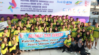 Jawa Timur Jadi Juara Umum Kejurnas Renang Festival Akuatik Indonesia 2023, Catat Medali Terbanyak   