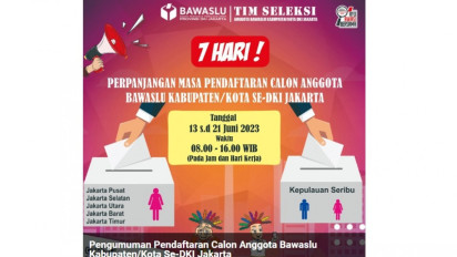 Pengumuman Pendaftaran Calon Anggota Bawaslu Kabupaten/Kota DKI Jakarta