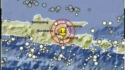 Gempa Magnitudo 4,4 Guncang Mojokerto Jawa Timur