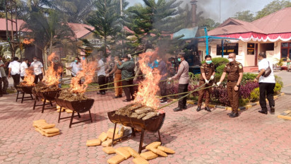 Ganja dan Sabu Dimusnahkan Polres Langkat