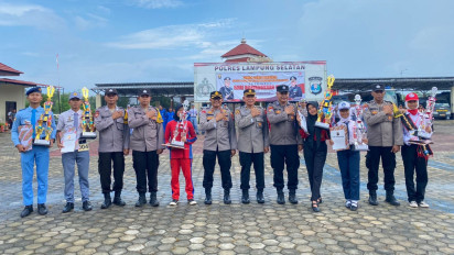 Tingkatkan Nilai Kebangsaan & Kedisiplinan, Polres Lampung Selatan Gelar Lomba PBB tingkat SMP dan SMA Meriahkan HUT Bhayangkara ke 77