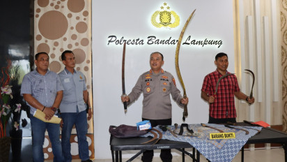 Polresta Bandar Lampung Amankan Puluhan Anggota Geng Motor Berikut Senjata Tajam