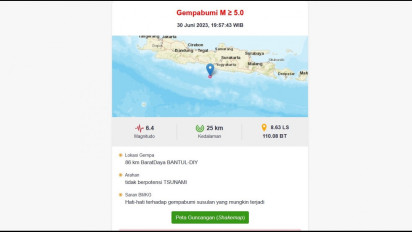 Ini Penjelasan BMKG Soal Gempa Bumi Magnitudo 6,4 yang Guncang Wilayah Bantul DI Yogyakarta