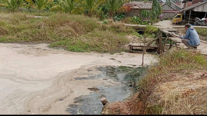 Bau Busuk dan Banyak Ikan Mati, Diduga Embung Penampungan Air Desa Bakung Ogan Ilir Tercemar Limbah Pabrik