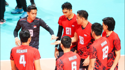 Berita Foto: Aksi Timnas Voli Putra Indonesia di Laga Perempatfinal AVC Challenge Cup 2023