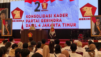 Teriakan 'Prabowo Presiden' Sambut Kedatangan Ketum Gerindra dalam Konsolidasi Kader Gerindra di Velodrome