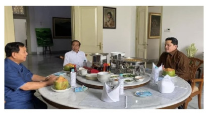 Prabowo Pamer Kebersamaan dengan Jokowi dan Erick Thohir,  Sebuah Kode?