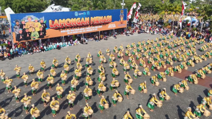 Angkat Kebudayaan Lokal, Ribuan Penari Boran Tingkat SD hingga SMA di Lamongan Catatkan Rekor MURI